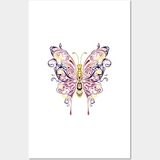 Gold-Purple Butterfly Posters and Art